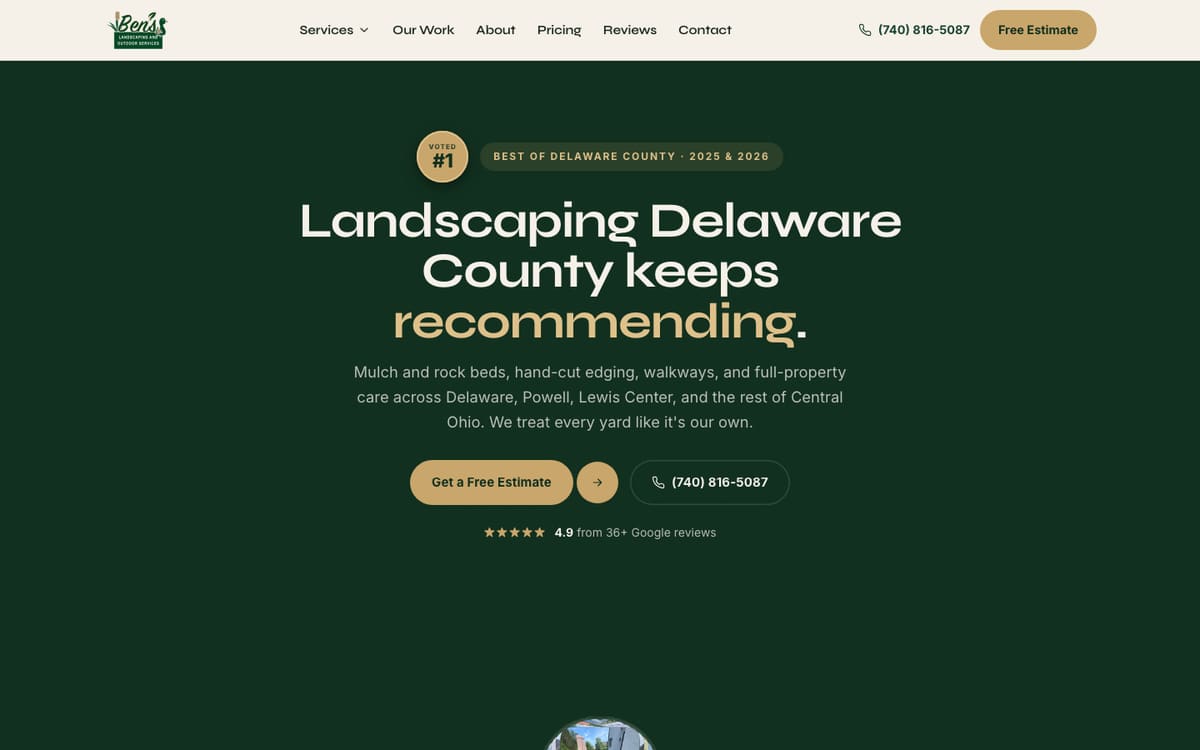 Concept redesign for Ben's Landscaping & Outdoor Services