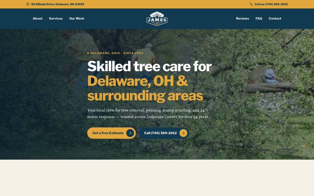 Concept redesign for James Tree Service